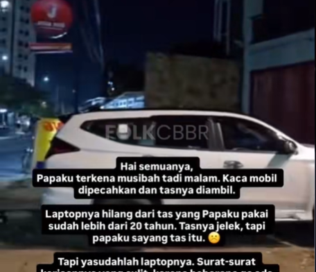 kronologi mobil ayah Nessie Judge dibobol